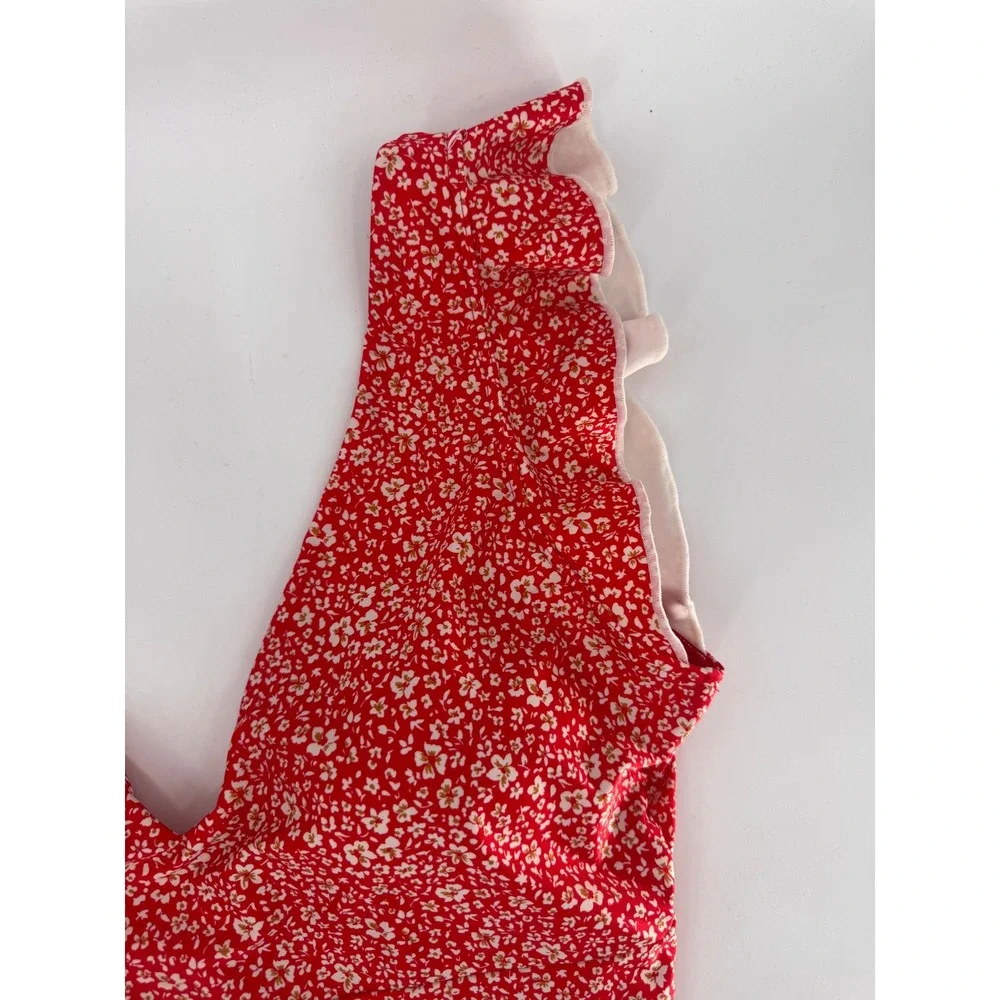 Summersalt The‎ Ruffle Backflip Women Size 12 Red Floral One Piece Swimsuit